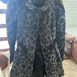 Elegant Black Floral Women's Coat